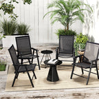 Patio Folding Stackable Outdoor Sling Chairs, 4 Count, Black - 22.87in L x 25.15in W x 37in H