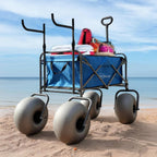 CRESTWALKER Beach Cart With 13in Balloon Wheels, Chair Racks And Pump - Beach Wagon