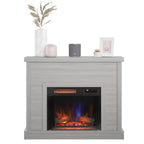 Shiplap Wall-Mounted Electric Fireplace Mantel, 52 inch, 28 Inch Insert, 3D Flame Effect