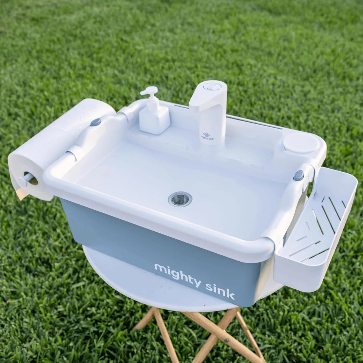 Mighty Sink Portable Sink Wash Station, 2 Gallons, White & Nautical Fog