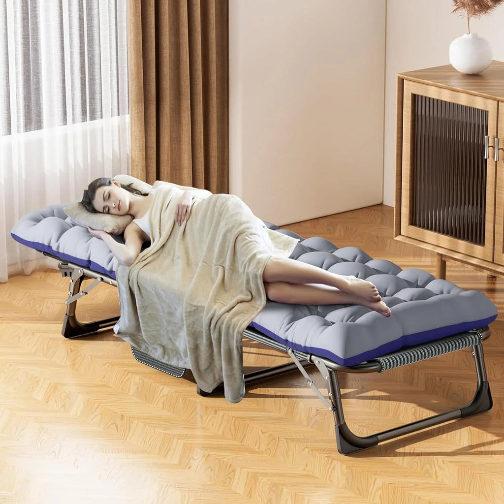 Slsy 5-Position Adjustable Folding Lounge Chair And Cot - 75.2" x 25.6" x 11.8"