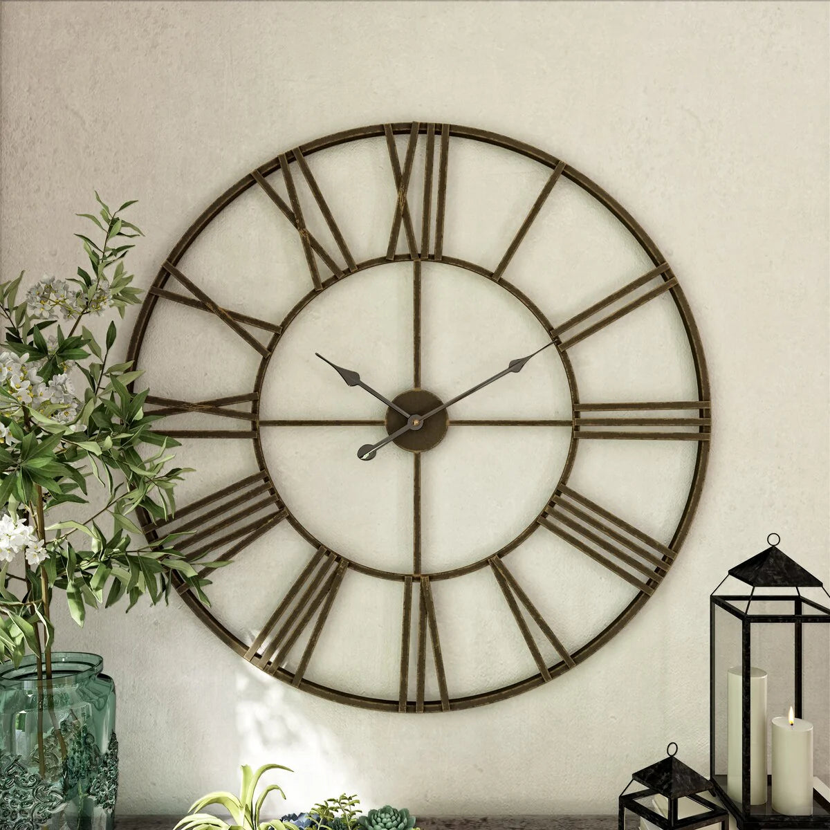 Round Metal Open-Frame Wall Clock