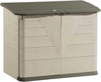 Rubbermaid Outdoor Storage Shed With Floor, 4.5 Feet x 3 Feet, Resin, Beige/Brown