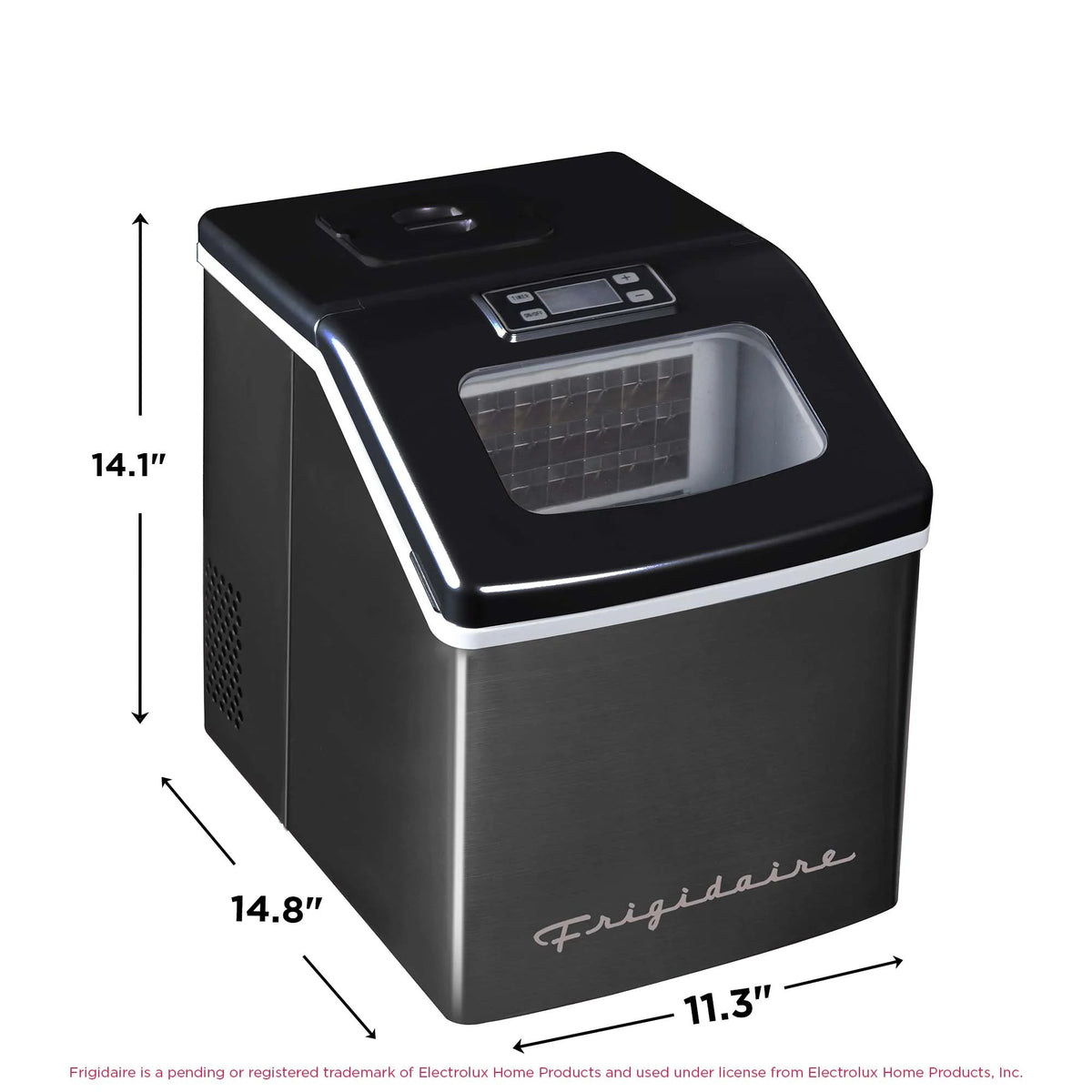 Frigidaire Countertop Clear Square Ice Maker, 40 lbs. Per Day - Stainless Steel