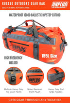 UNPLUG Waterproof Duffel Backpack, 65L, Adventure Orange - 100000