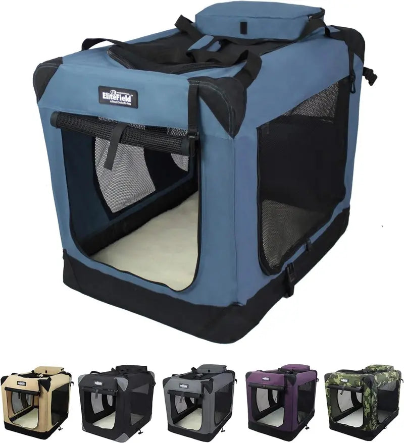 EliteField 3-Door Folding Soft Dog Crate With Carrying Bag - 36in L x 24in W x 28in H