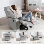 Swivel Rocker Recliner Chair For Compact Spaces - 32in D x 30.2in W x 38.9in H