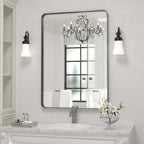 Framed Wall Vanity Mirror With Rounded Corners, 1 Piece