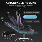 GTPLAYER Gaming Chair With Footrest, Lumbar Support, Headrest, Height Adjustment, White