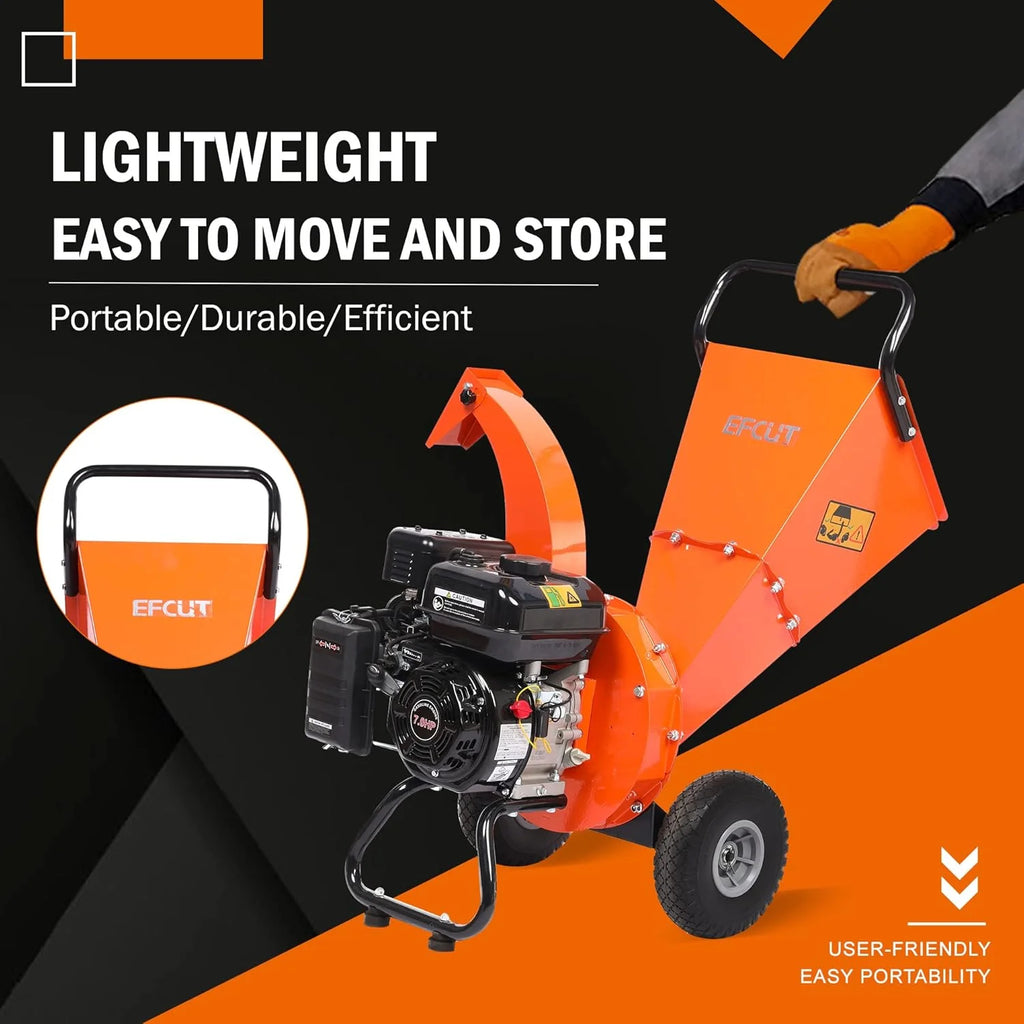 EFCUT Wood Chipper Shredder Mulcher, 4 inch Max Capacity, 9 HP 274cc Gas Engine - C40