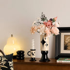 Glazed Ceramic Decorative Vase And Candle Holder Set