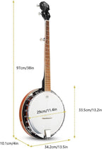 Vangoa 5-String 38 Inch Resonator Banjo Kit, Brown - VBJ-40