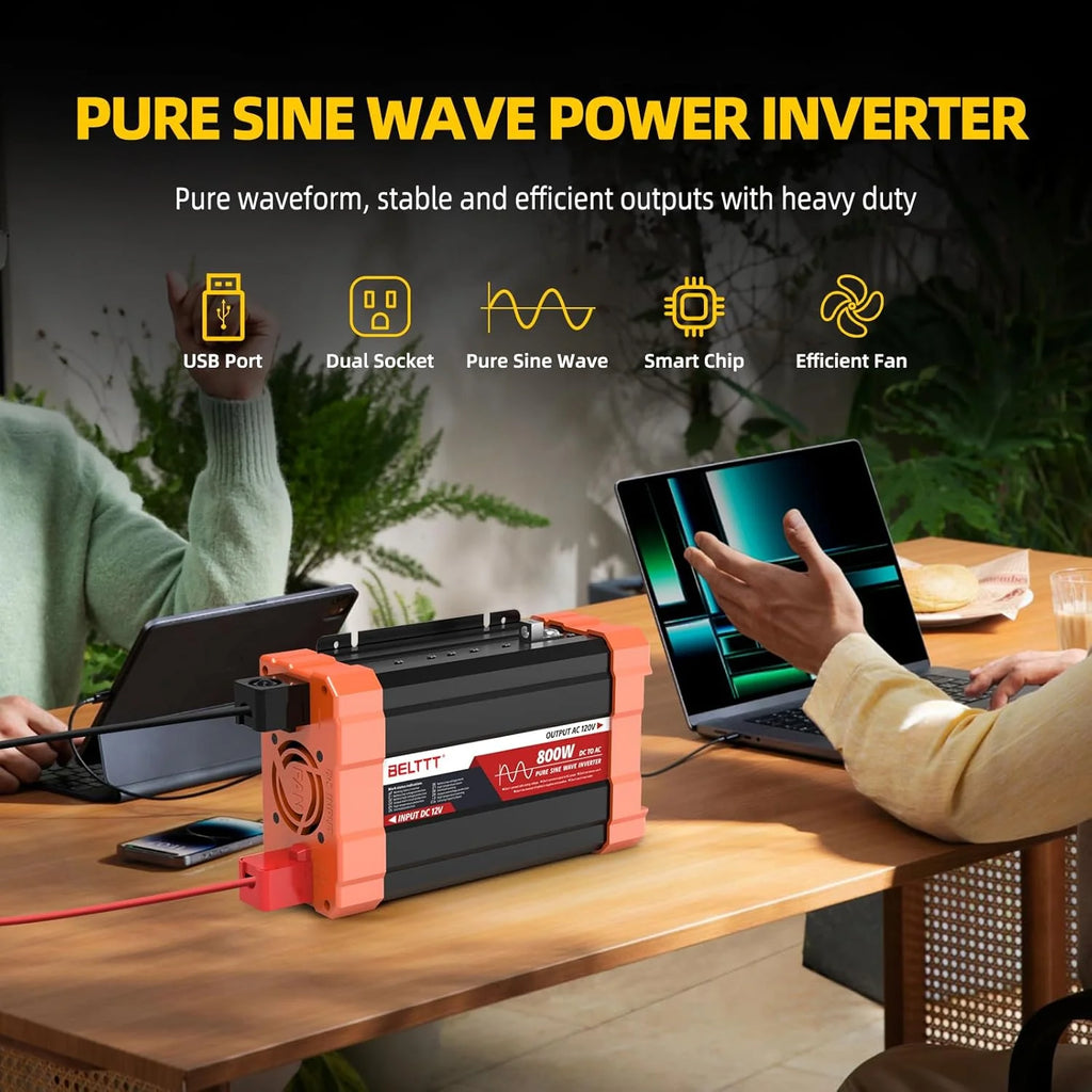 2000W Pure Sine Wave Car Power Inverter 12V To 120V AC - BAP2000