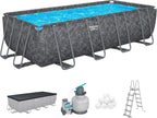 Bestway Frame Pool Set 549 x 274 x 132 cm, 16.477 L, Steel Frame, Dark Marble Look - APX365