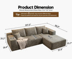 Settab Modular Sectional Sofa, 2 Seater Left-Facing Chaise, Black, 68.9 inch D x 107.5 inch W x 36.3 inch H