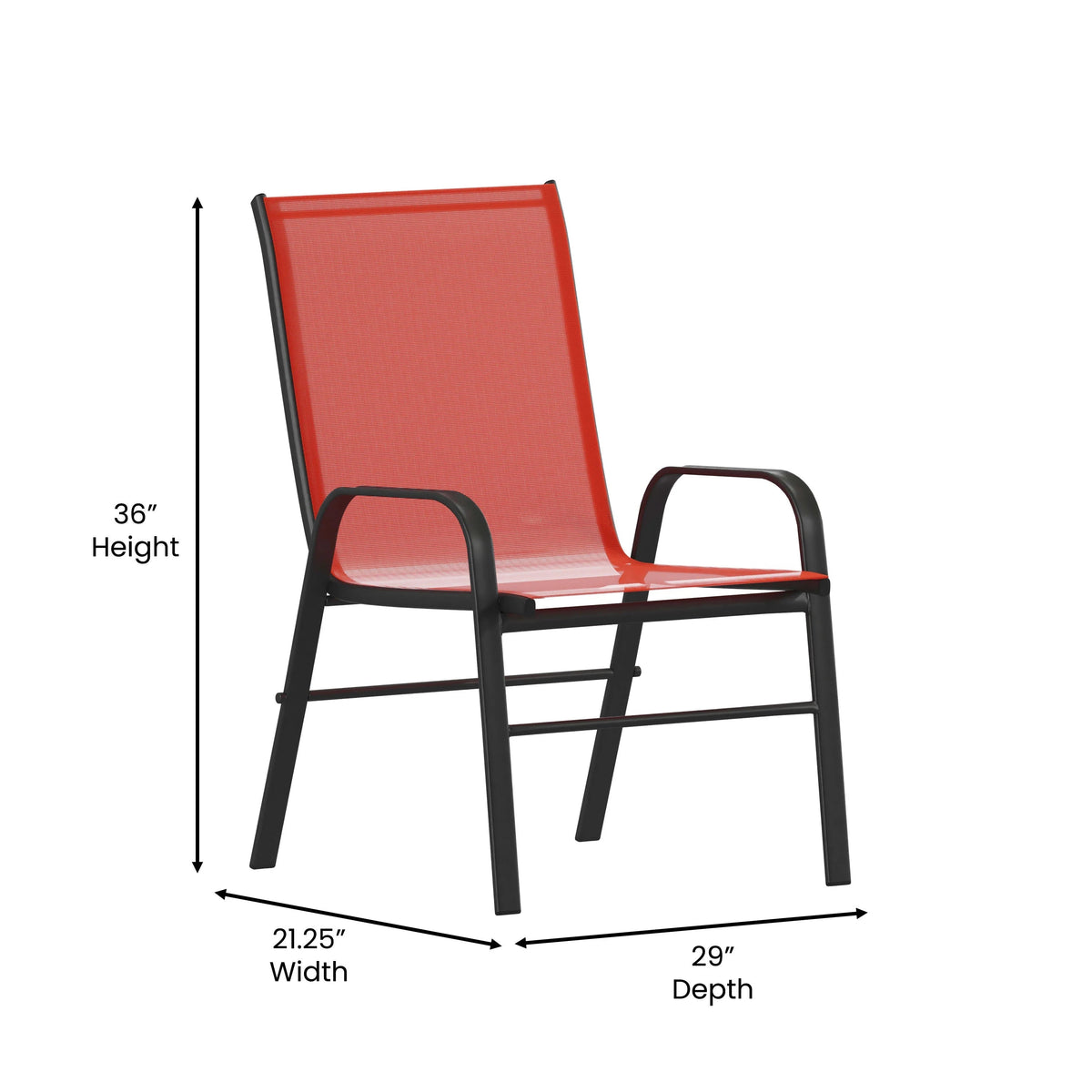 Emma + Oliver Outdoor Stack Chairs, Gray, 4 Pack, 21.25in W x 29in D x 36in H