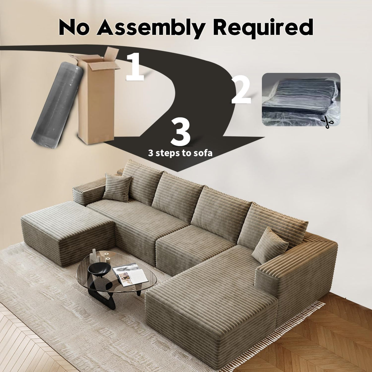 Settab Modular Sectional Sofa, 2 Seater Left-Facing Chaise, Black, 68.9 inch D x 107.5 inch W x 36.3 inch H