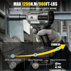 Cordless 1/2 Inch Impact Wrench, 1200Nm, 21V Brushless With 2 4.0Ah Batteries And 5 Sockets