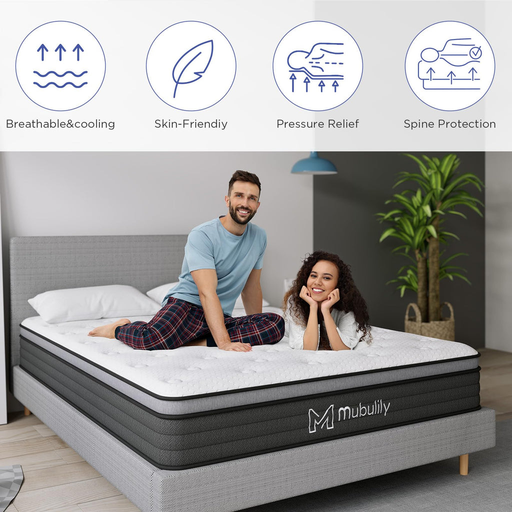 Mubulily 10 Inch Twin Hybrid Mattress In A Box With Gel Memory Foam