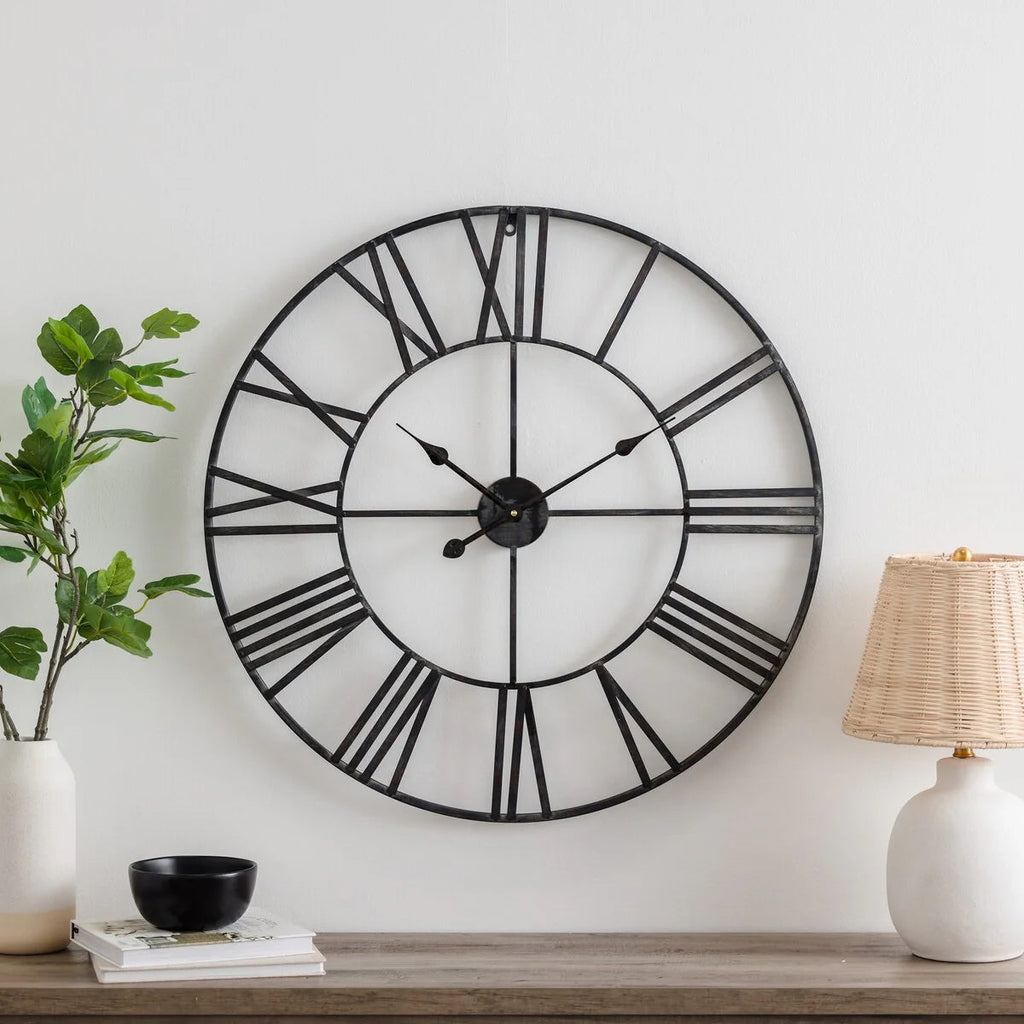 Round Metal Open-Frame Wall Clock