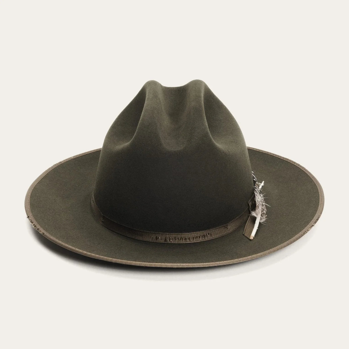Fur Felt Western Hat, Sage, 4 1/4 in Crown, 2 3/4 in Brim - 1865 Distressed Open Road Royal Deluxe
