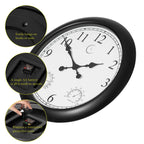 Outdoor Wall Clock With Thermometer And Hygrometer, 24-Inch, Black