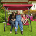 Arlopu 3-Person Outdoor Convertible Porch Swing Glider With Canopy