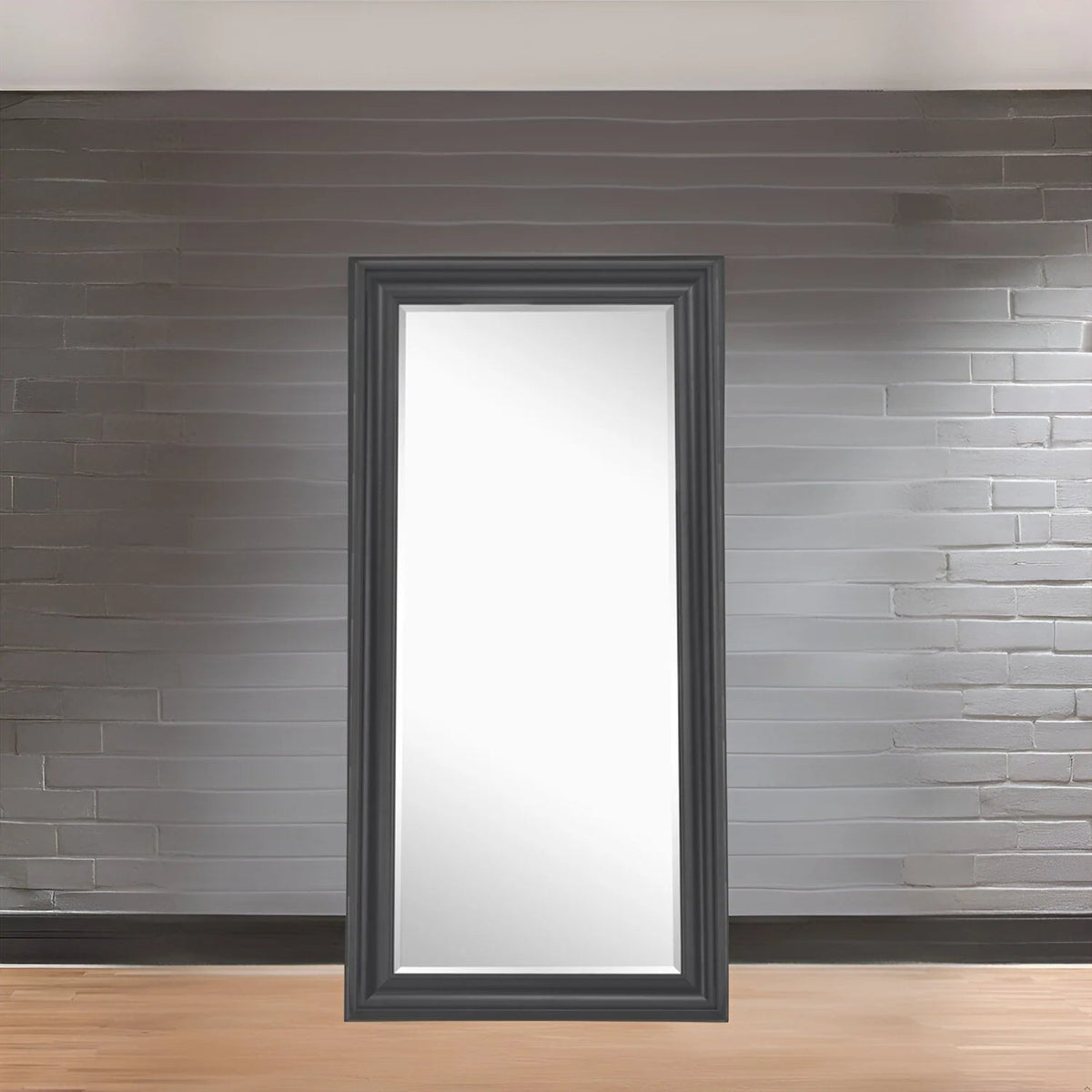 Full Length Oversized Rectangle Wall Mirror With Smooth Faux Wood Frame