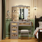 Makeup Vanity With 3 Lighting Colors, 2 Shelves And 5 Drawers - 57.2 H x 37.4 W x 15.7 D
