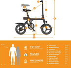 Jasion 14 Inch Folding Electric Bike, 21 Mph, 500W Peak Motor, 270Wh Battery - EB3