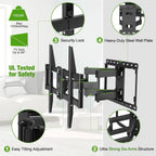 TV Wall Mount for Most 42-86 Inch Flat Screen TVs, 132 lbs - Full-Motion Swivel Tilt Bracket
