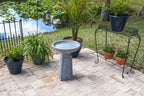 Pedestal Outdoor Concrete Bird Bath, Gray Finish, 16 Inch Diameter