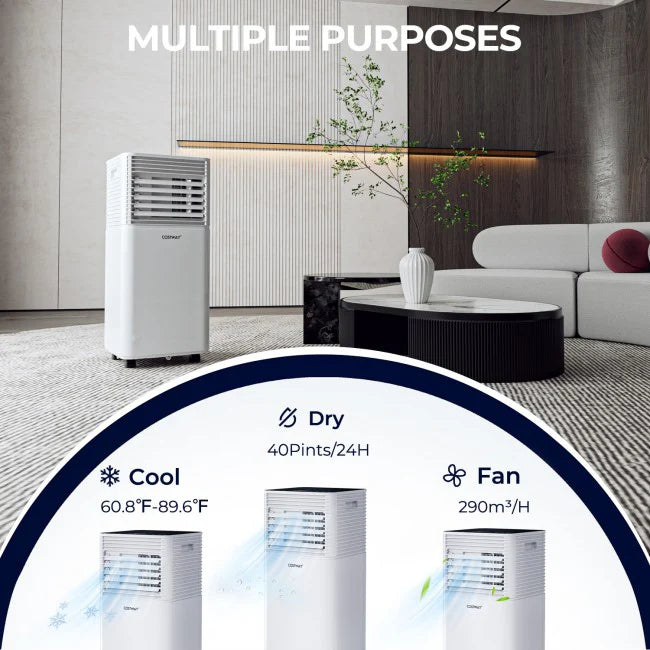 8000 BTU 3-in-1 Portable Air Conditioner With Dehumidifier And Fan Mode