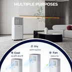 8000 BTU 3-in-1 Portable Air Conditioner With Dehumidifier And Fan Mode