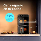 Philips Airfryer Series 4000 Double Vertical Basket 10L, Black/White - RapidAir Technology