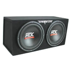 MTX Dual Loaded Car Subwoofer Enclosure 12 Inch 1200W With Boss R1100M Amplifier And Soundstorm AKS8 Kit - TNE212D