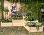 3-Tier Wood Raised Garden Bed, 28 Inch Depth - Cedar Posts