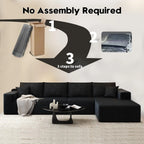 Settab Modular Sectional Sofa, 2 Seater Left-Facing Chaise, Black, 68.9 inch D x 107.5 inch W x 36.3 inch H