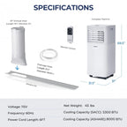 8000 BTU 3-in-1 Portable Air Conditioner With Dehumidifier And Fan Mode