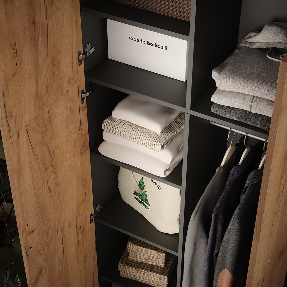 Vicco Universal Storage Cabinet 80 x 183.8 cm Anthracite/Golden Oak - Ingo