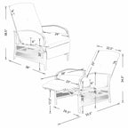 Adjustable Patio Recliner Lounge Chair With Cushion, 300 lbs - 38 (D) x 26.5 (W) x 38.5 (H) Inches