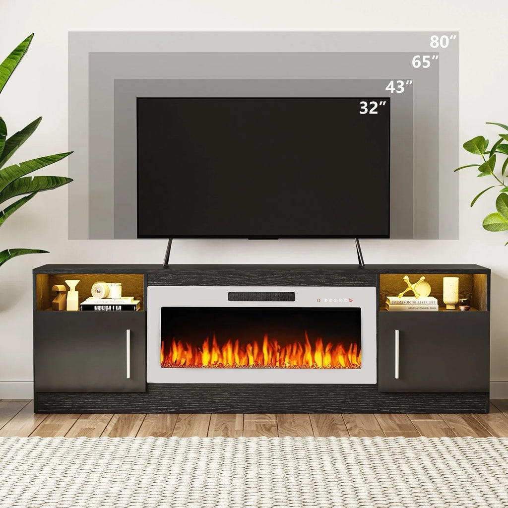 Bossin 70 Fireplace TV Stand With 36 Electric Fireplace For TVs Up To 80 - 16-Color LED Lights