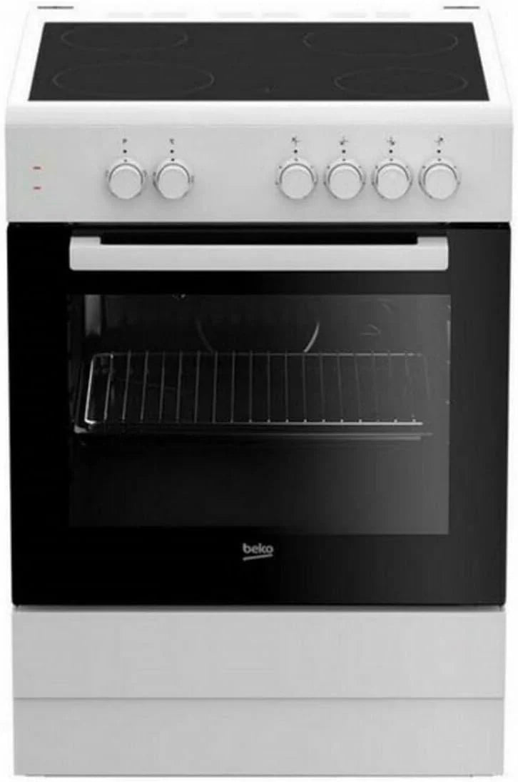Beko Freestanding Electric Range With Ceramic Cooktop, 4 Zones, 60cm, White, 71 L - FSS67000GW