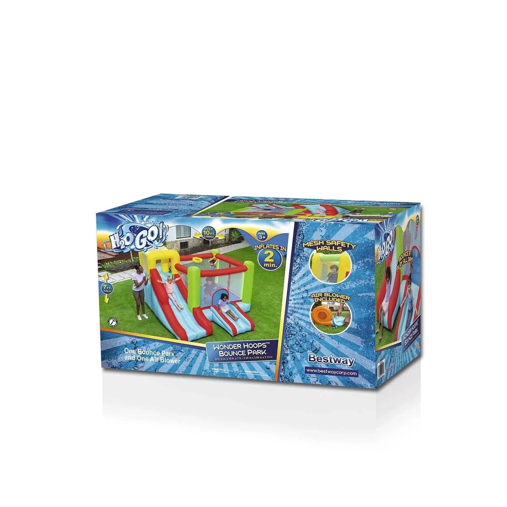 Up, In and Over Wonder Hoops 10ft Inflatable Bounce House Park With Basketball And Slide