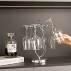 Metal Freestanding Wine Glass Holder Rack - Holds Up To 6 Stemmed Wine Glasses