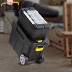 2-in-1 Rolling Plastic Toolbox Set With 6-Inch Wheels, Black