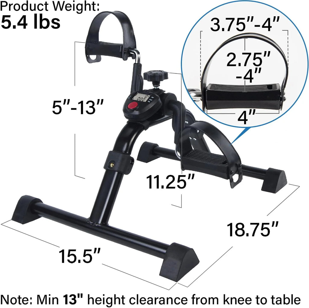 Desk Pedal Exerciser With Electronic Display - Silver