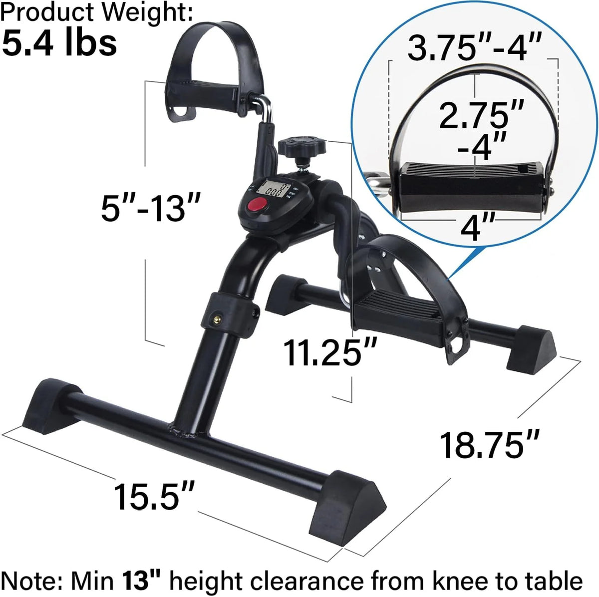 Desk Pedal Exerciser With Electronic Display - Silver