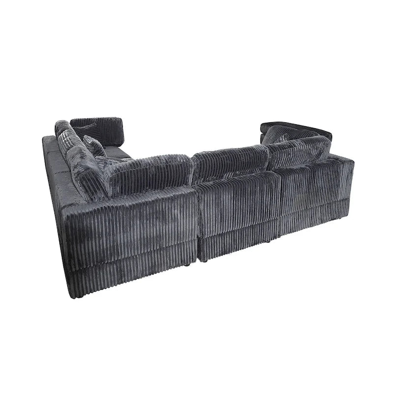 6-Piece Corduroy Upholstered L-Shaped Modular Sectional Sofa