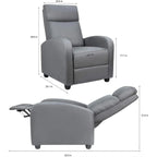 PU Leather Recliner Chair, 27.6 x 35.8 x 38.6 in, 3 Reclining Positions